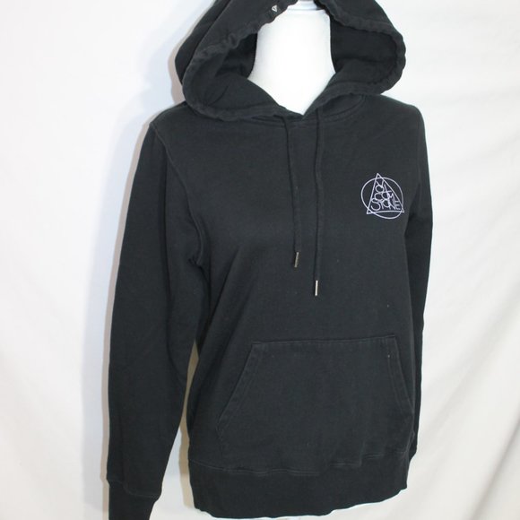 VOLCOM Black Hoodie Size Small "VOLCOM STONE" Logo Drawstring Pocket Long Sleeve - Picture 8 of 14